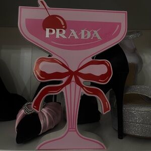 Prada coquette cherry martini wood art
